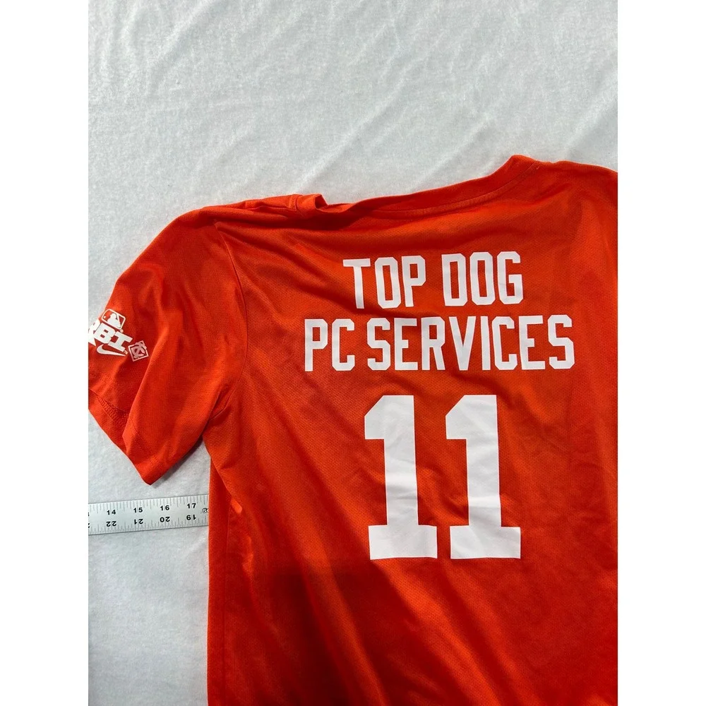 Nike Team MLB Highland Softball T-Shirt Orange Mens Small Short Sleeve #11 RBI